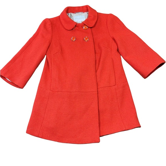 ❄️ Banana Republic Womens Orange Knit Double Breasted Pea Coat Jacket Size XS - Picture 1 of 11
